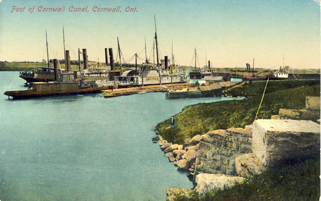 Foot of Cornwall Canal, Cornwall, Ont. postcard