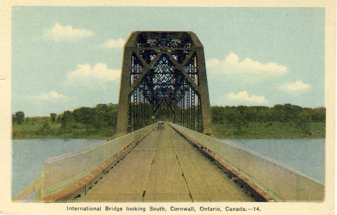 International Bridge looking south, Cornwall, Ontario, Canada postcard