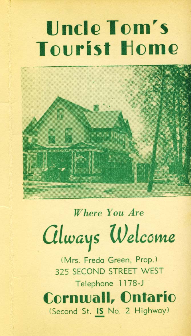 Uncle Tom's Tourist Home, 1940s brochure