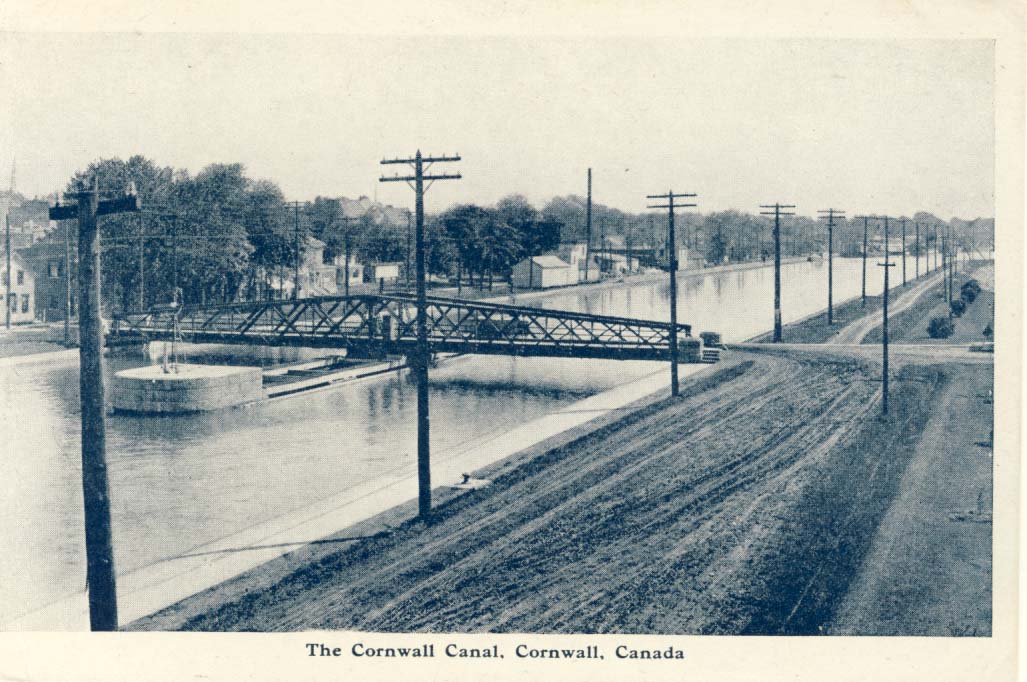 The Cornwall Canal, Cornwall, Canada postcard