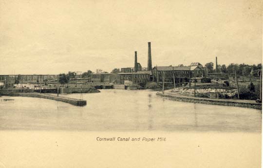 Cornwall canal and paper mill postcard