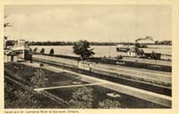 Canal and St. Lawrence River at Cornwall, Ontario postcard