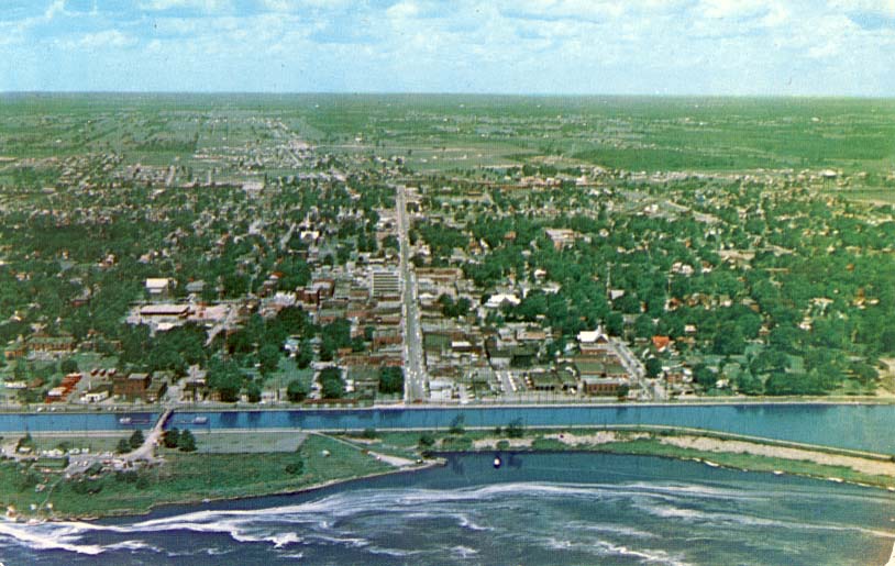 Aerial view looking north, City of Cornwall, Ontario, Canada postcard