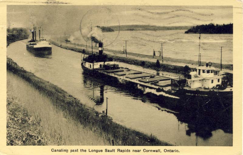 Canaling past the Longue Sault Rapids near Cornwall, Ontario postcard