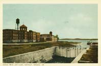 Cotton mills and locks, Cornwall, Ontario postcard