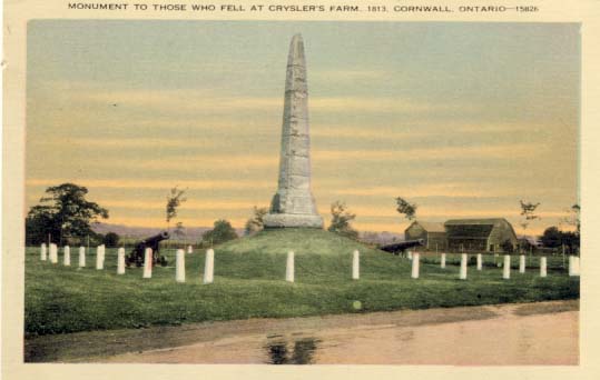 Monument to those who fell at Crysler's Farm,1813, Cornwall postcard
