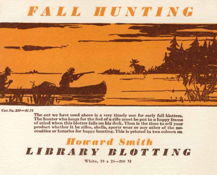 Howard Smith library blotting: fall hunting, blotter 1930s