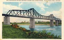 The International Bridge between Canada and the United States postcard