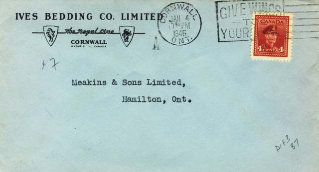 Ives Bedding Co. Ltd. envelope