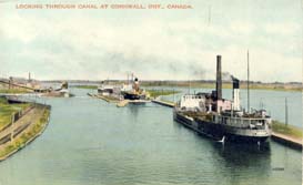 Locking through canal at Cornwall, Ont., Canada postcard