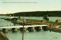 Locks on the Cornwall Canal near Cornwall, Ontario postcard