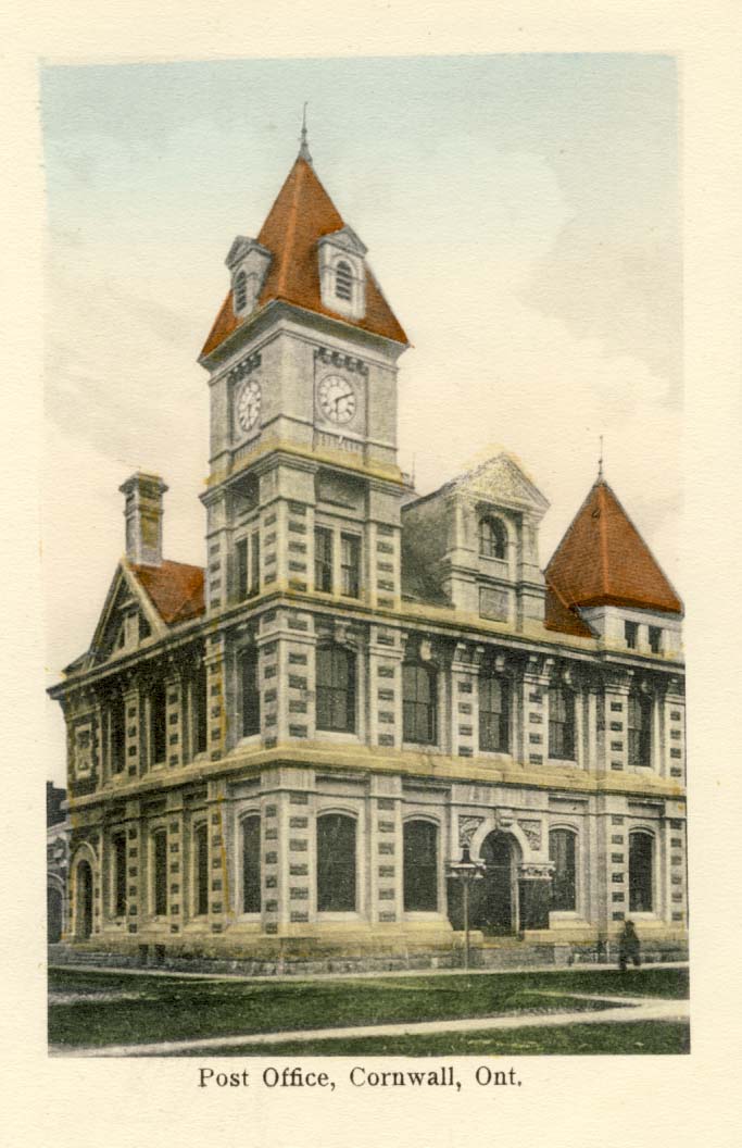 Post Office, Cornwall, Ont. postcard