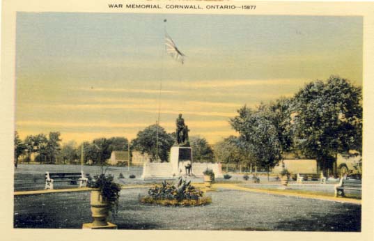 War Memorial, Cornwall, Ontario postcard