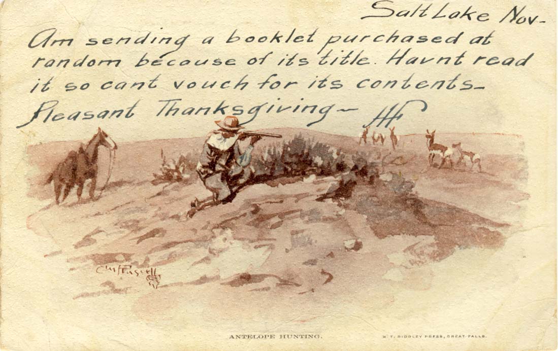 Antelope hunting, postcard