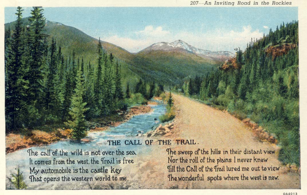 The call of the trail postcard 1930.