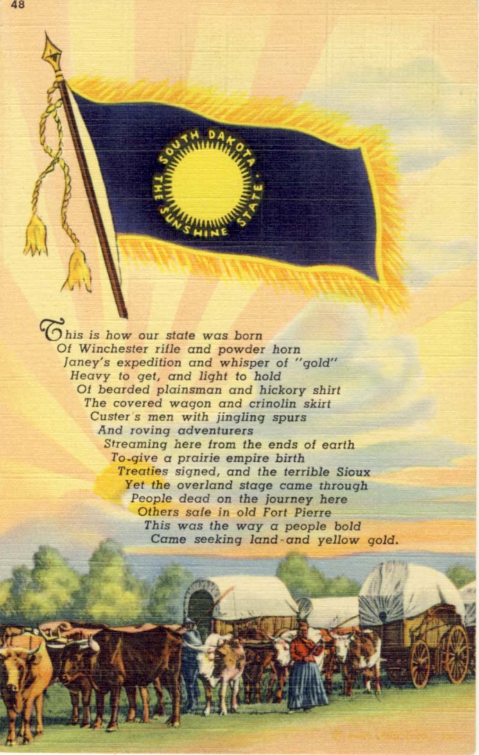 South Dakota, the sunshine state postcard 1940s