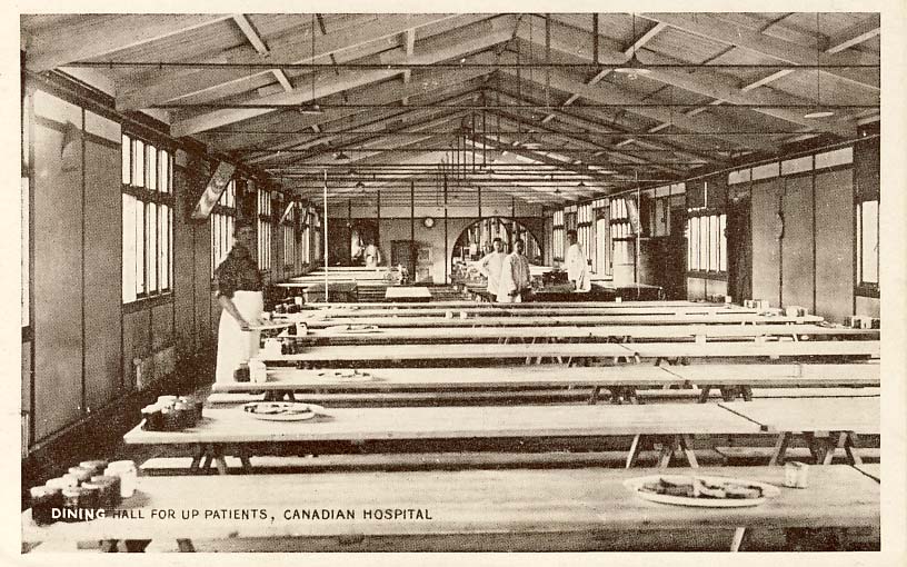 Dining hall for up patients, Canadian Hospital postcard