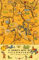 A dude's map of Yellowstone National Park postcard, 1940