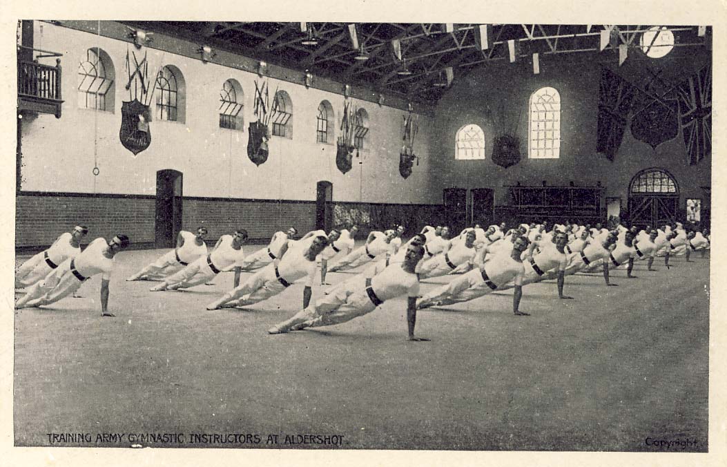 Training Army gymnastic instructors at Aldershot postcard