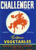 Challenger Brand California vegetables label, 1960s
