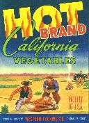 Hot Brand California vegetables label, 1960s