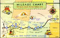 Mileage chart, Fred Harvey, c1939.