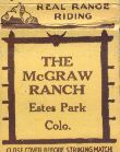 McGraw Ranch, Estes Park, Colo,  matchbook 1950s