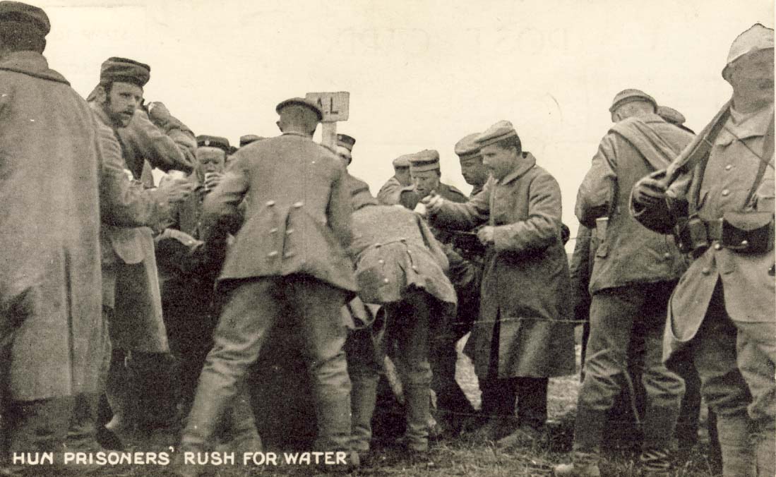 Hun prisoners rush for water postcard