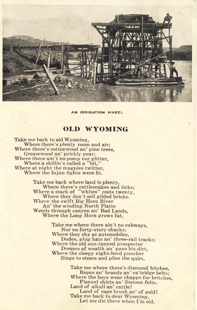 Old Wyoming: an irrigation wheel postcard