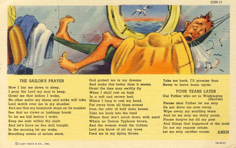 The sailor's prayer postcard