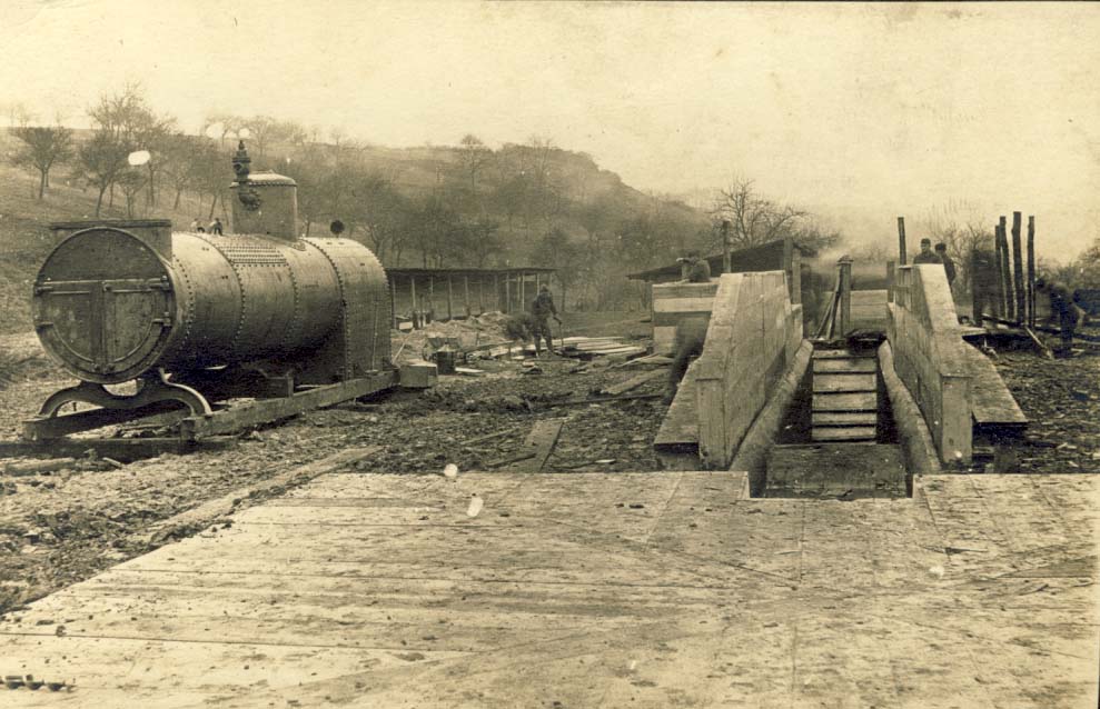 WWI - France, steam tank on left photo postcard