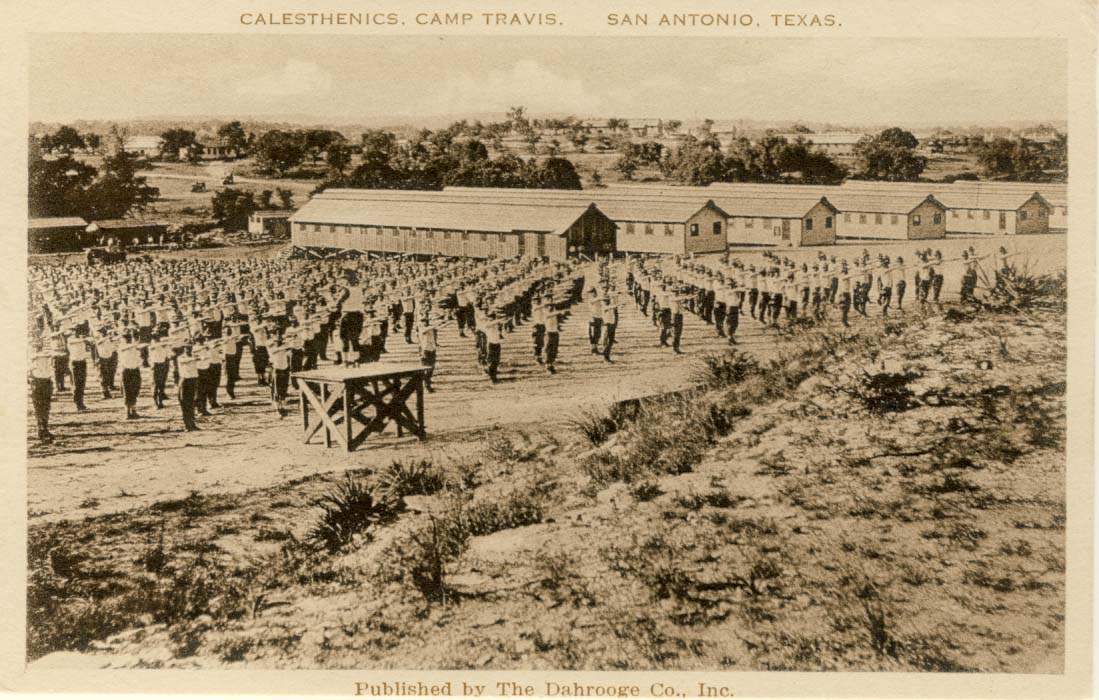 Calesthenics, Camp Travis, San Antonio, Texas postcard