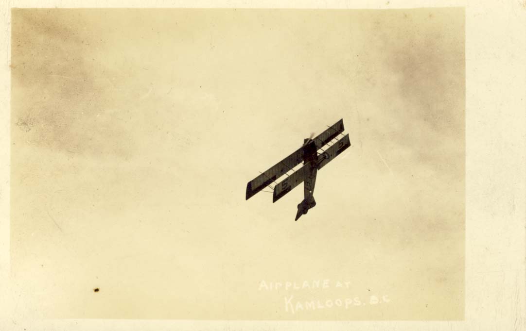 Airplane at Kamloops, B.C. postcard