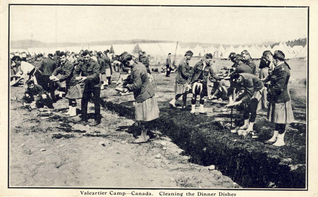 Valcartier Camp - Canada. Cleaning the dinner dishes postcard