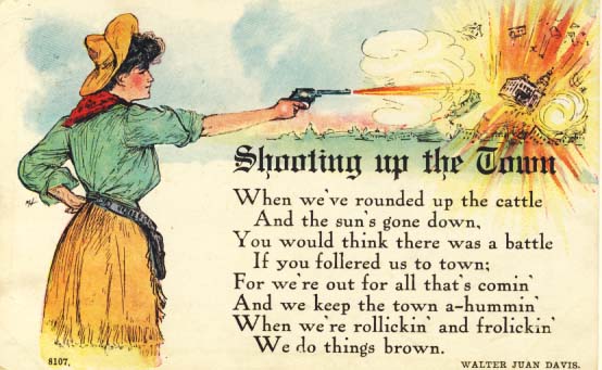 Shooting up the town, postcard 1909